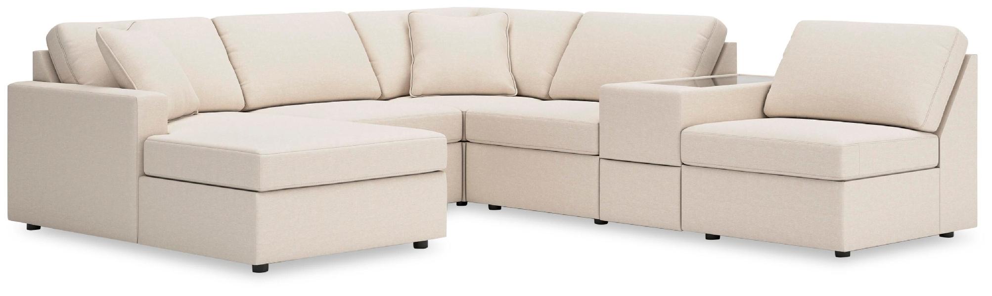 Image of Modmax - 6-Piece Sectional With Laf Corner Chaise And Storage Console - Oyster