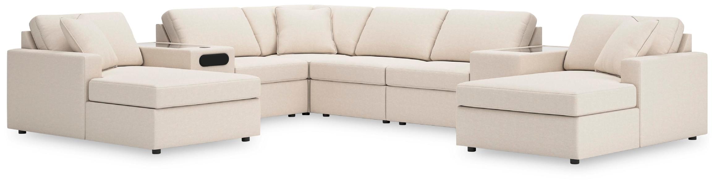 Image of Modmax - 8-Piece Double Chaise Sectional With Audio And Storage Consoles - Oyster