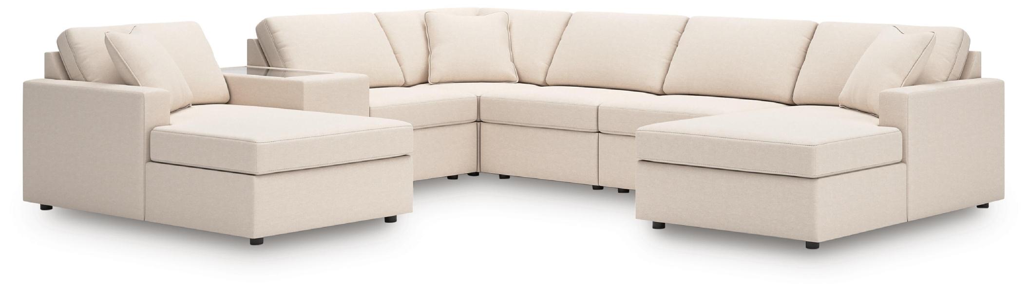 Image of Modmax - 7-Piece Sectional With Laf And Raf Corner Chaises And With Storage Console - Oyster