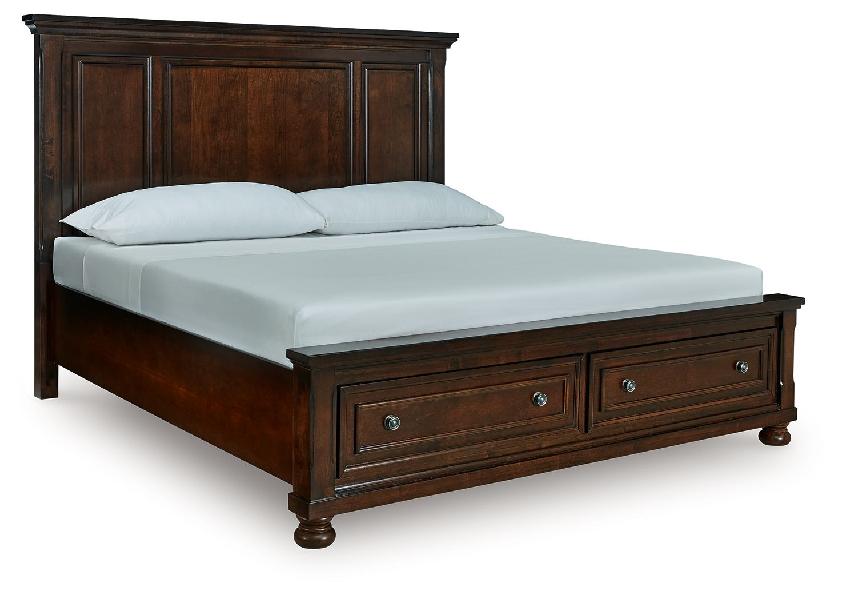 Image of Porter - King Panel Storage Bed - Rustic Brown