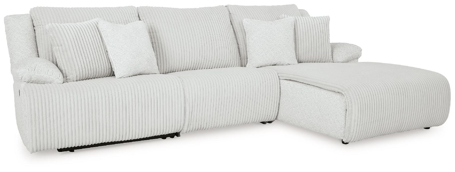 Image of Top Tier - 3-Piece Reclining Sectional Sofa With Raf Press Back Chaise - Alloy