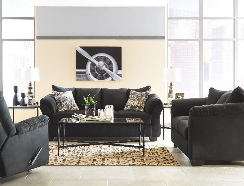 Darcy - 3 Pc. - Sofa, Loveseat, Rocker Recliner - Black