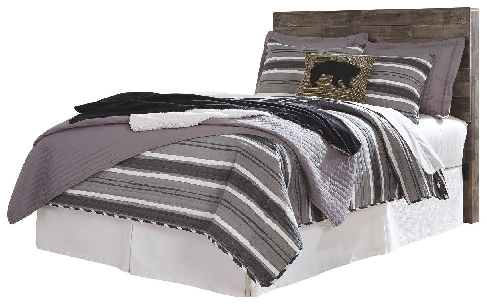 Image of Derekson - Full Panel Headboard with Bolt on Bed Frame - Multi Gray