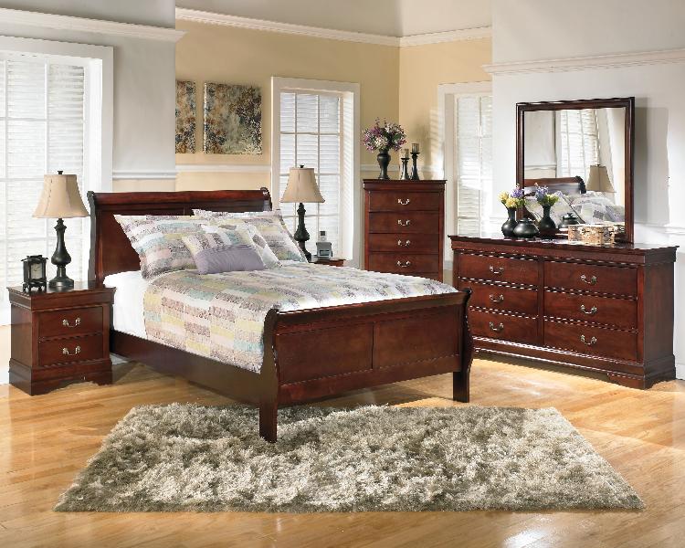 Image of Alisdair - 6 Pc. - Dresser, Mirror, Chest, Full Sleigh Bed, Nightstand - Dark Brown
