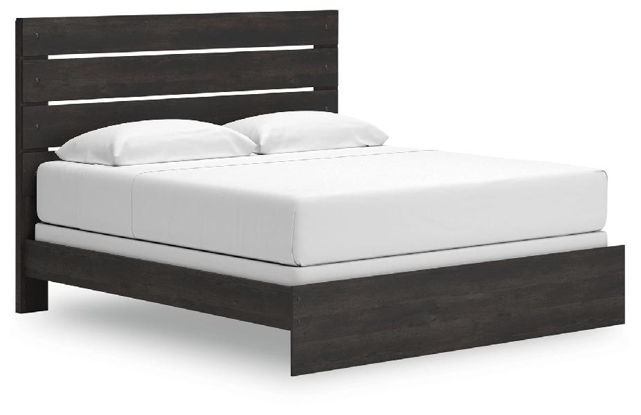 Image of Hollivern - King Panel Bed - Dark Gray