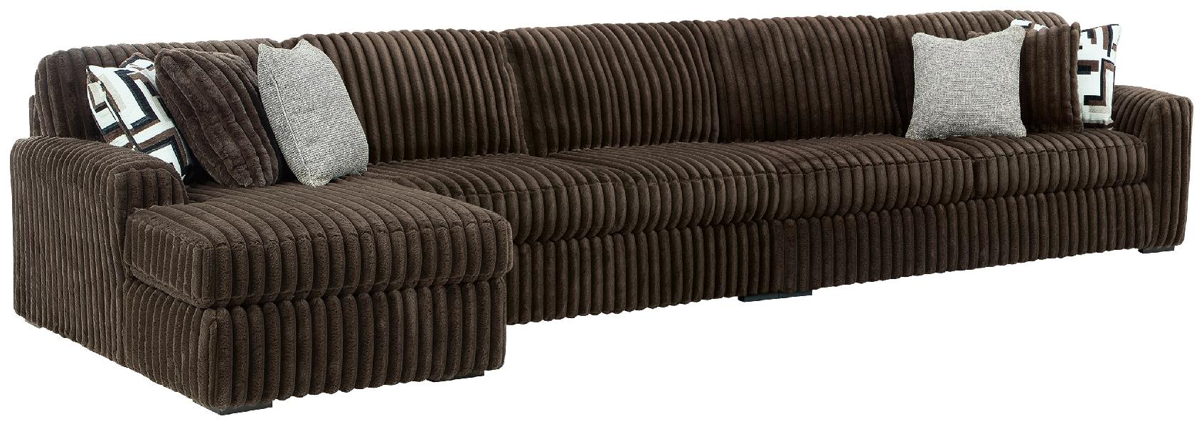 Image of Midnight-Madness - 3-Piece Sectional With LAF Corner Chaise - Chocolate