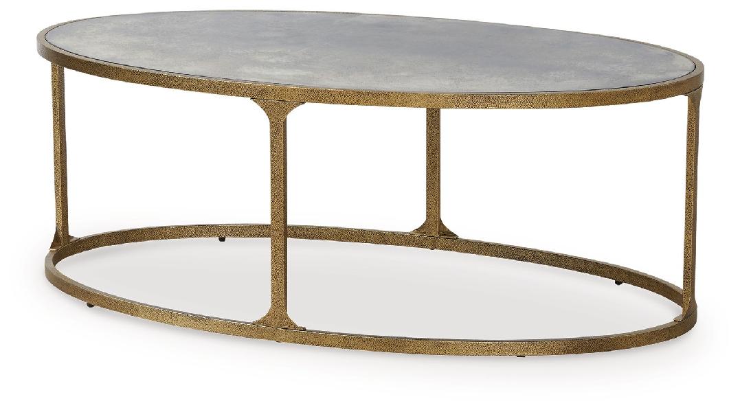 Image of Korajane - Oval Cocktail Table - Antique Gold