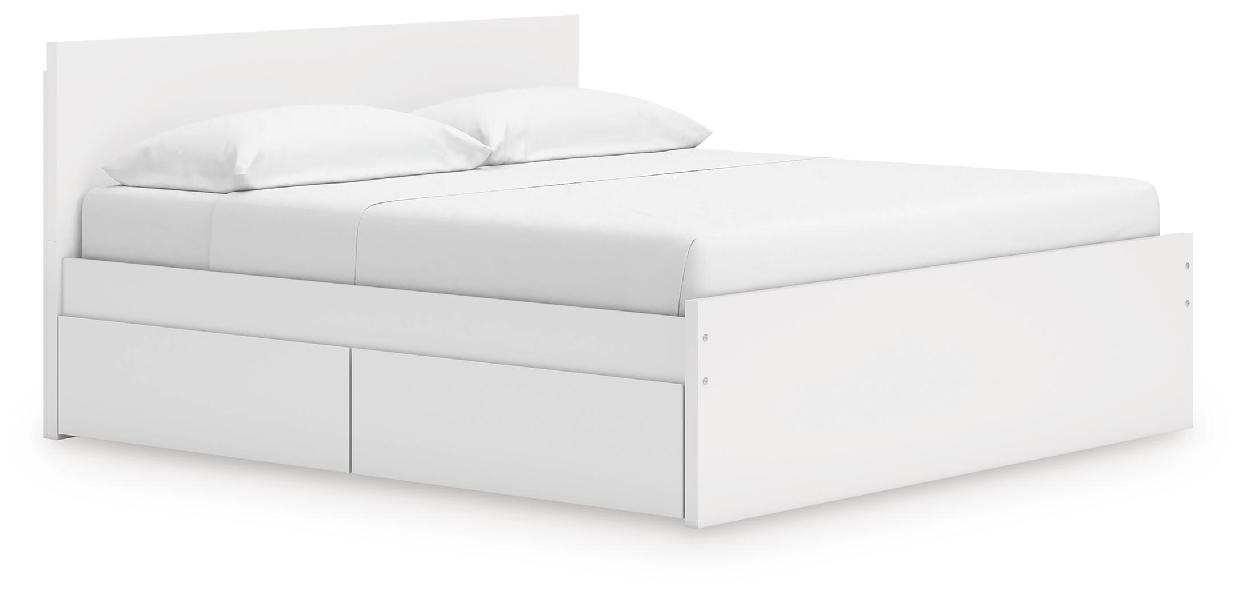 Image of Onita - King Panel Platform Bed With 2 Side Storage - White