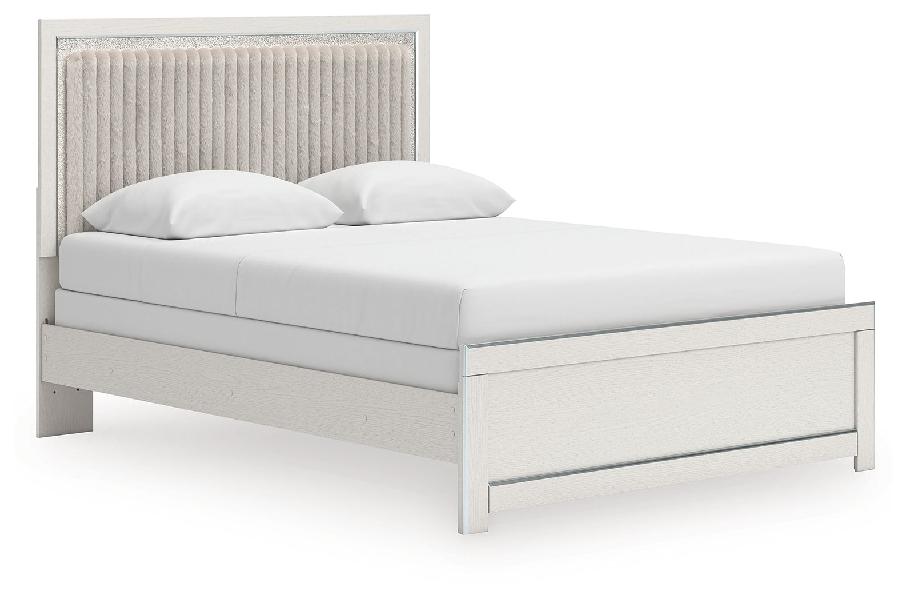 Image of Zuraleus - Queen Upholstered Panel Bed - White