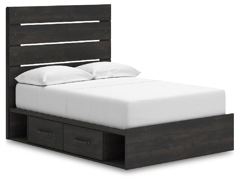 Image of Hollivern - Full Panel Bed With Storage - Dark Gray