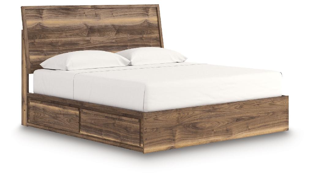 Image of Chirason - King Panel Bed With Storage - Brown