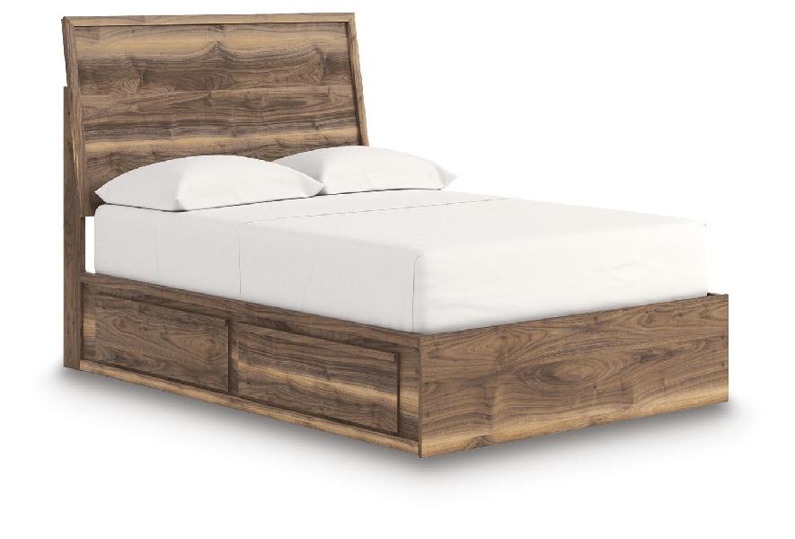 Image of Chirason - Full Panel Bed With Storage - Brown