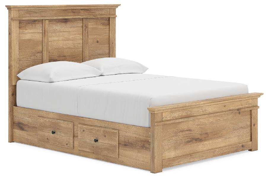 Image of Makidern - Full Panel Storage Bed With Under Bed Storage Unit - Tan
