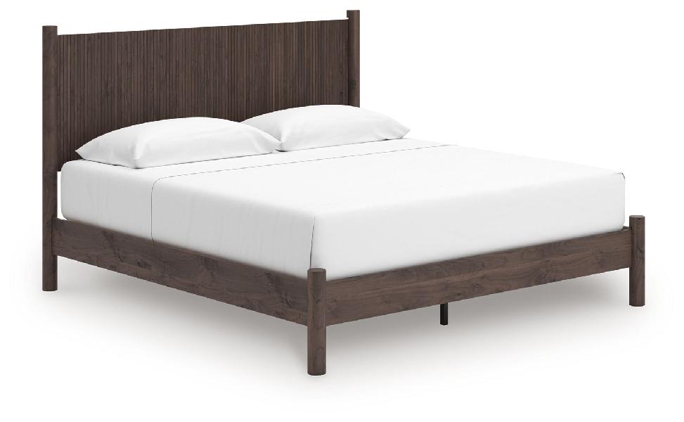 Image of Pamytta - King Panel Platform Bed - Brown