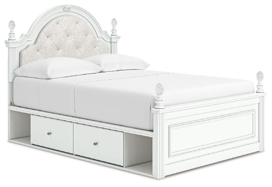 Image of Kozlani - Full Upholstered Panel Storage Bed - White