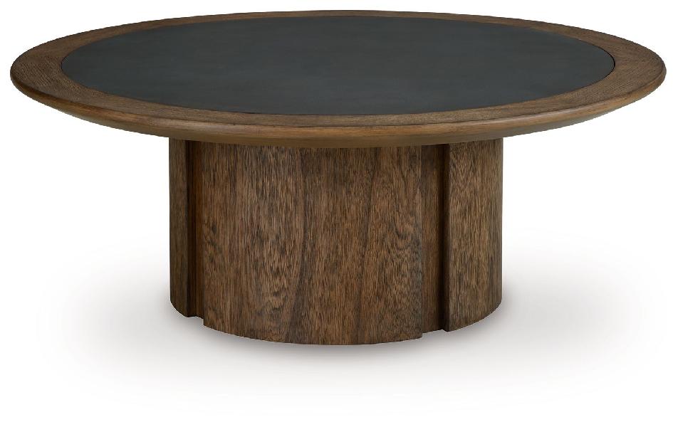 Dontayne - Round Cocktail Table - Warm Brown