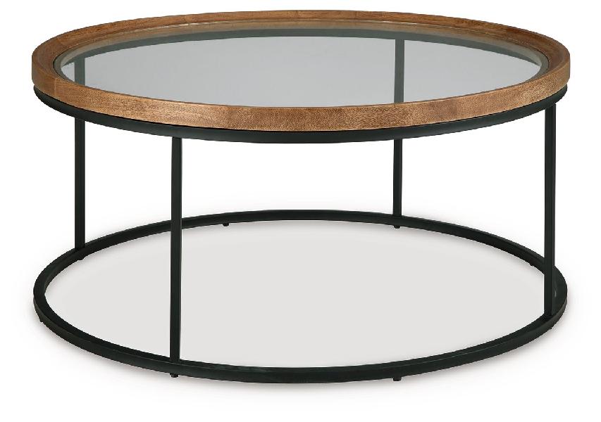 Image of Noraluna - Round Cocktail Table - Medium Brown