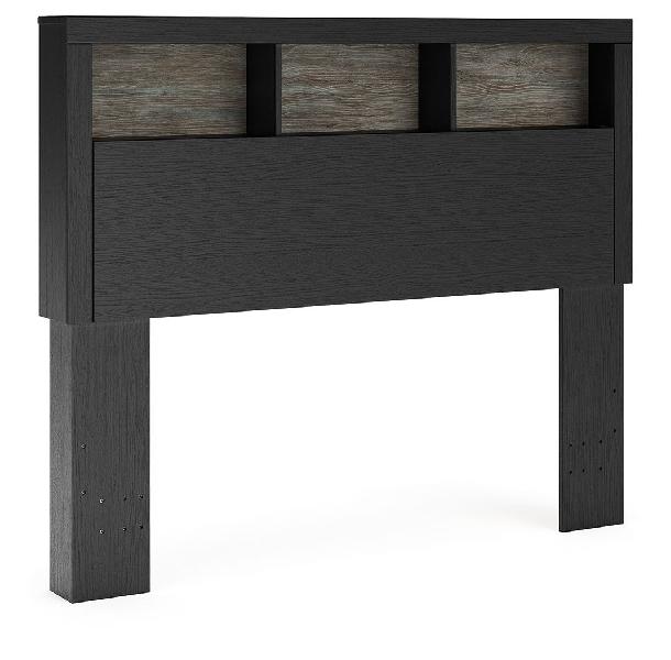 Image of Broachmyn - Full Bookcase Headboard - Black / Gray