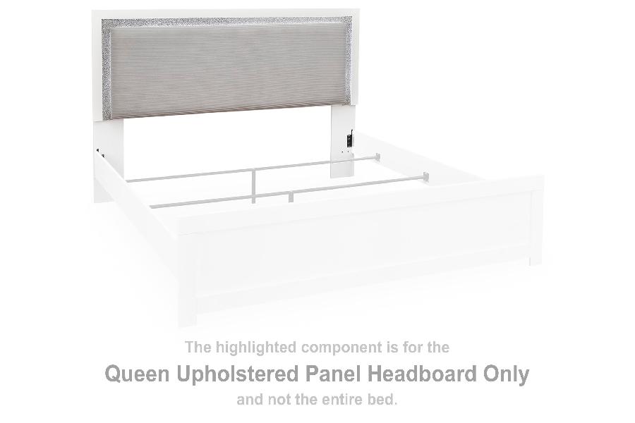 Image of Maeling - Queen Upholstered Panel Headboard - White / Gray