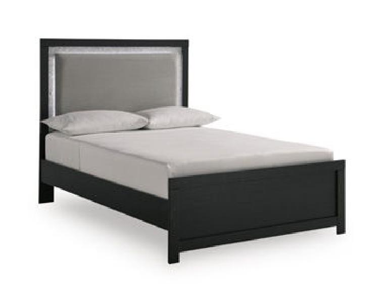 Image of Maeling - Full Upholstered Panel Headboard - Black / Gray