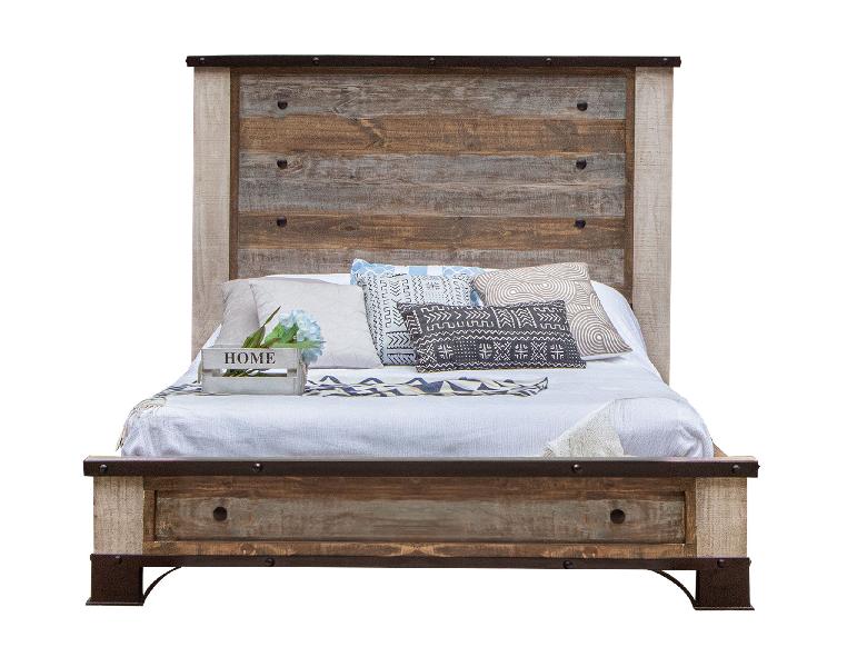 Image of Antique Multicolor - California King Bed - Light Brown