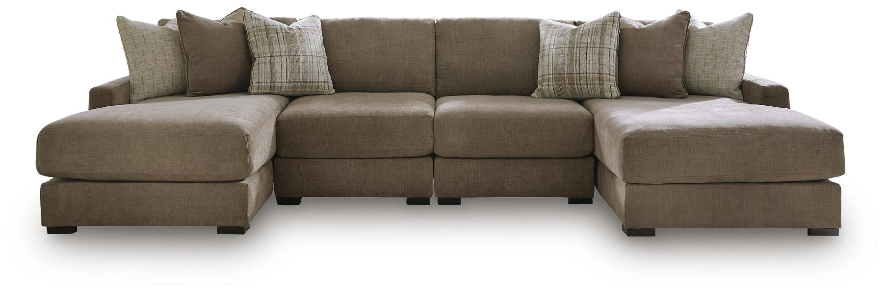 Image of Camellia-Court - 4-Piece Double Chaise Sectional - Coffee