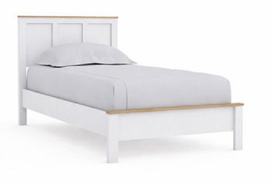 Image of Kerisden - Twin Panel Complete Bed Frame - White / Brown