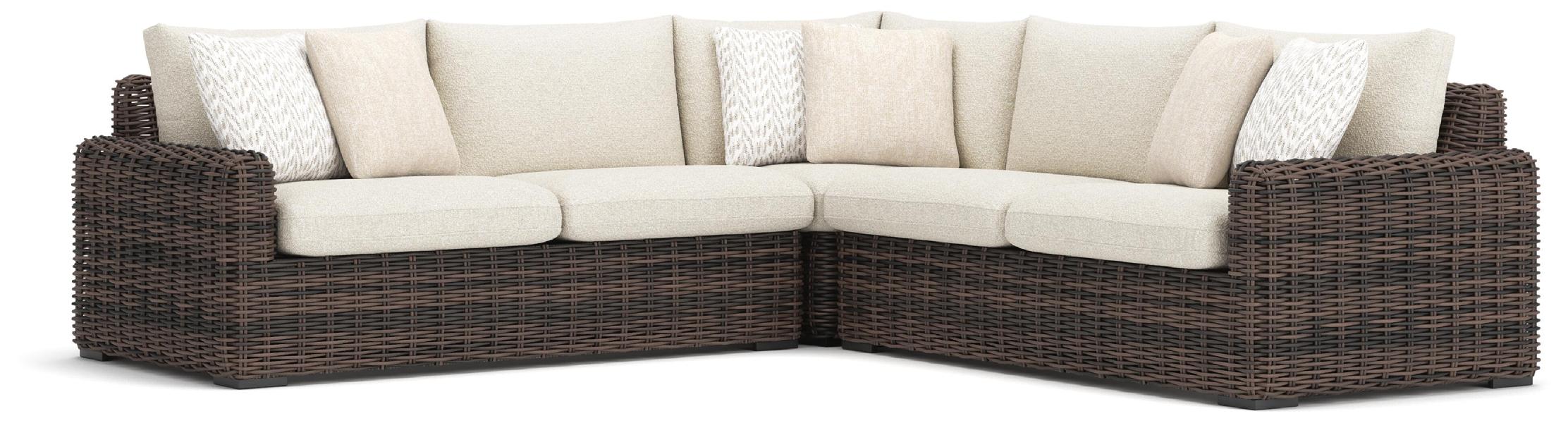 Image of Kimora - 3-Piece Outdoor Sectional - Beige / Dark Brown