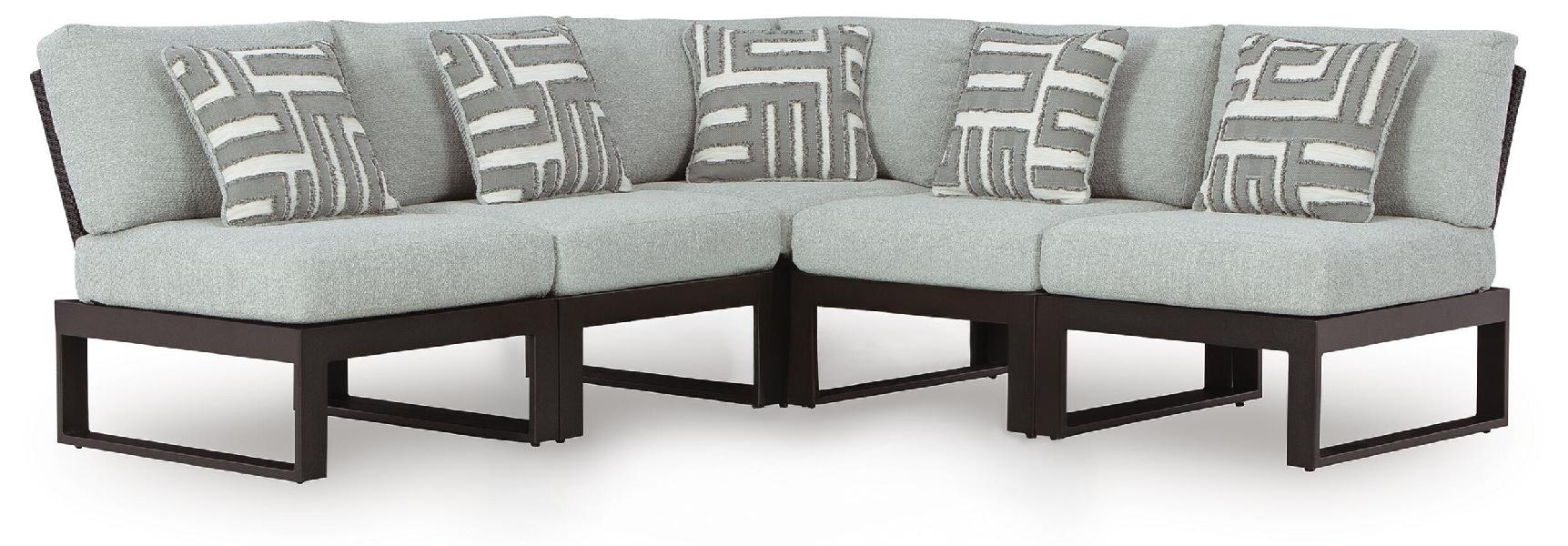 Image of Beachloft - 5-Piece Outdoor Sectional - Black / Gray