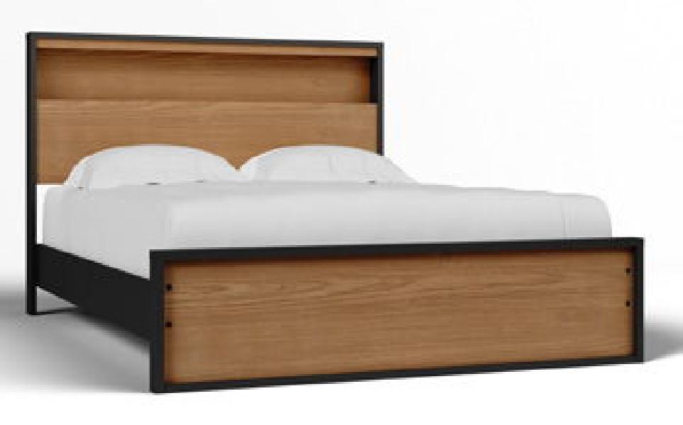 Image of Kozmour - Queen Bookcase Complete Bed Frame - Black / Brown