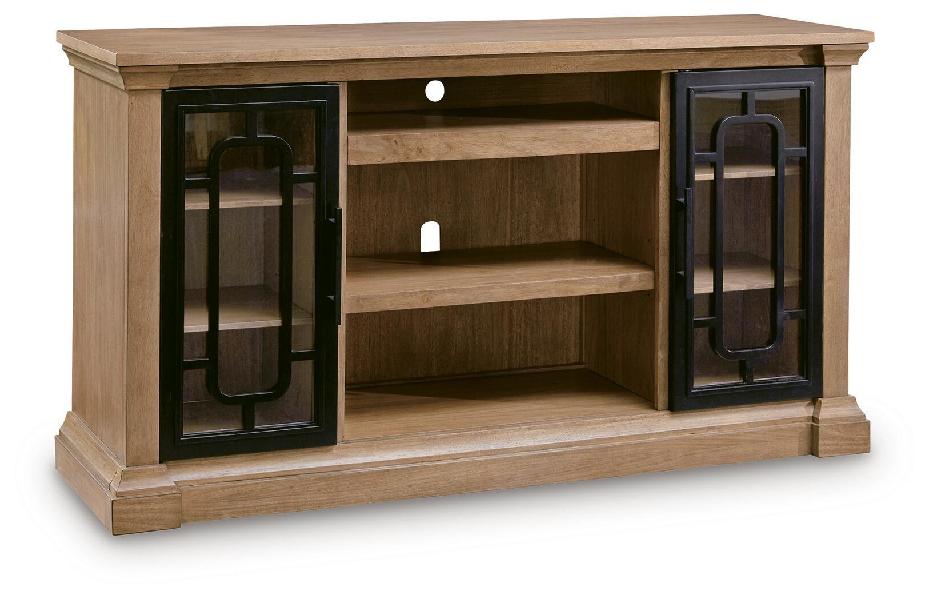 Image of Wittenmyer - XL TV Stand With Fireplace Option - Natural / Black