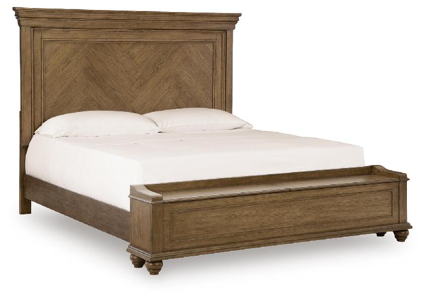 Image of Karallin - California King Panel Storage Bed - Medium Brown