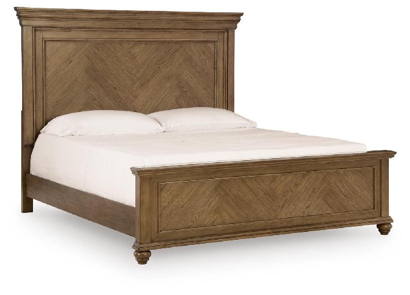 Image of Karallin - King Panel Bed - Medium Brown