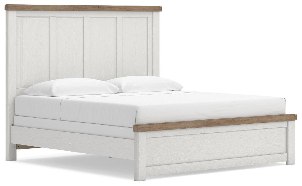 Image of Savonport - King Panel Bed - White / Brown