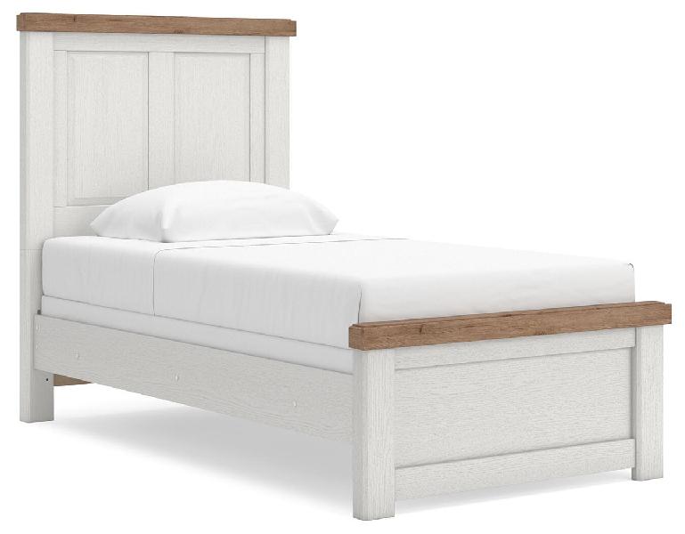 Image of Savonport - Twin Panel Bed - White / Brown