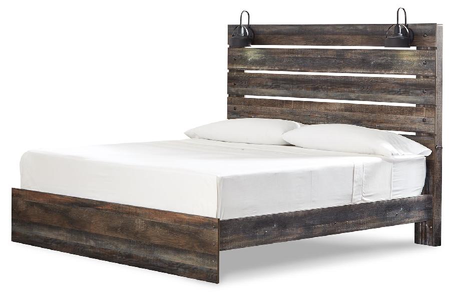 Image of Drystan - King Panel Bed - Brown / Beige