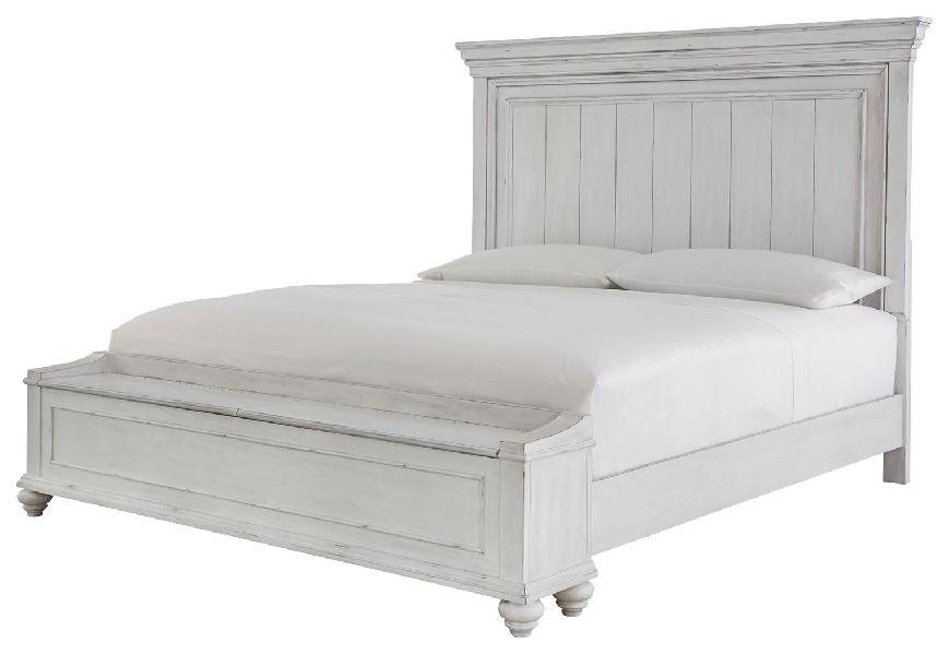 Image of Kanwyn - Queen Panel Bed With Storage Bench - Whitewash