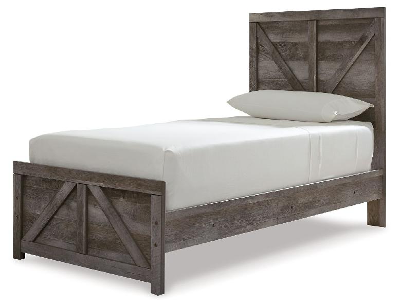 Image of Wynnlow - Twin Crossbuck Panel Bed - Gray