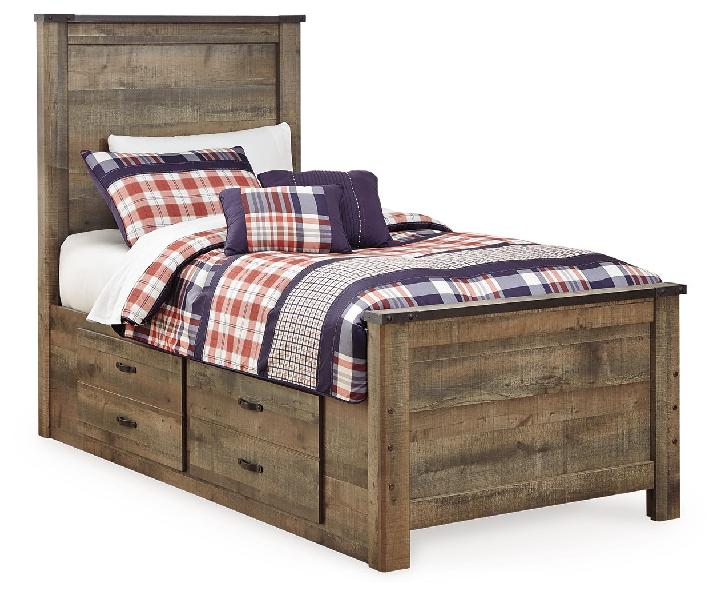 Image of Trinell - Twin Panel Bed With 2 Storage Drawers - Brown