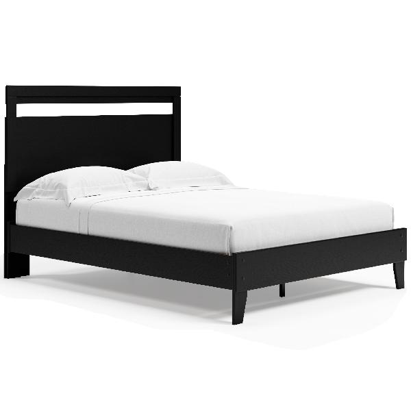 Image of Finch - Queen Panel Platform Bed - Black / Brown