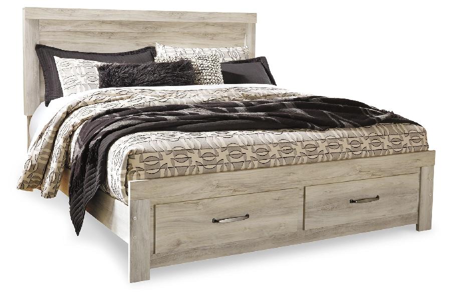 Image of Bellaby - King Platform Bed With 2 Storage Drawers - Whitewash