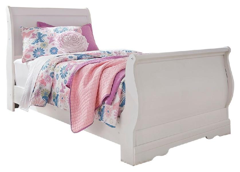 Image of Anarasia - Twin Sleigh Bed - White