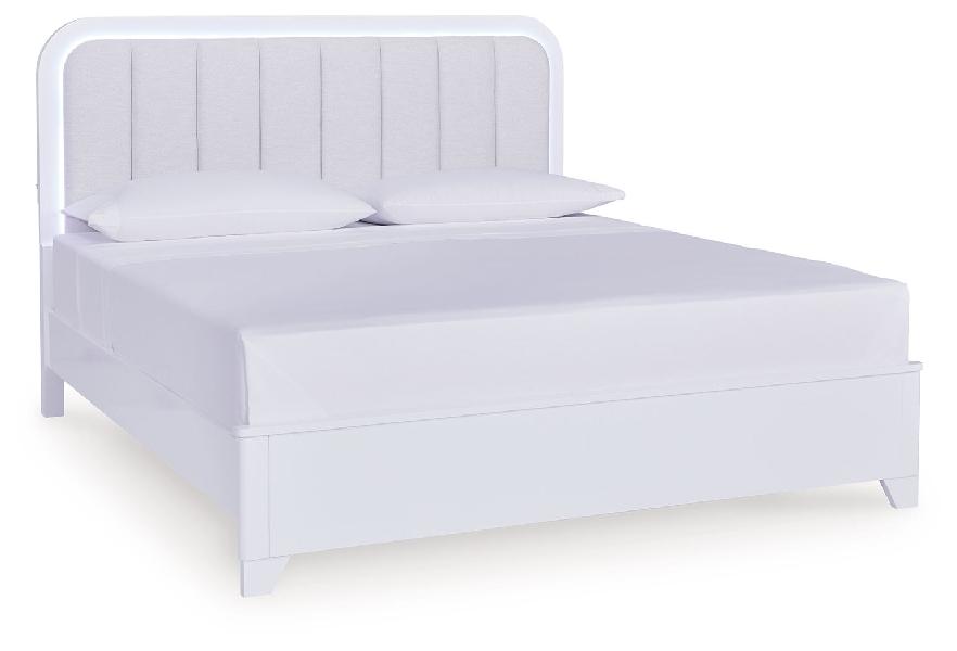Image of Jarlee - King Upholstered Panel Bed - White