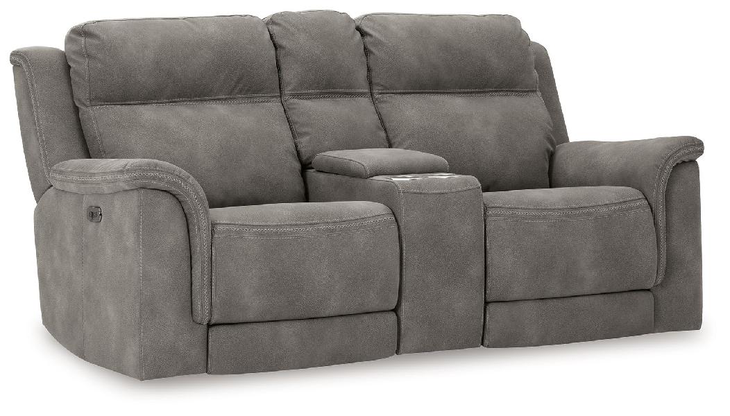 Next-Gen Durapella - Power Reclining Loveseat with Console/Adj Hdrst - Slate