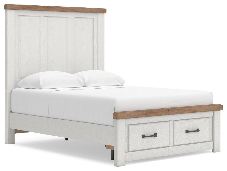 Image of Savonport - Full Panel Storage Bed With Storage Footboard - White / Brown