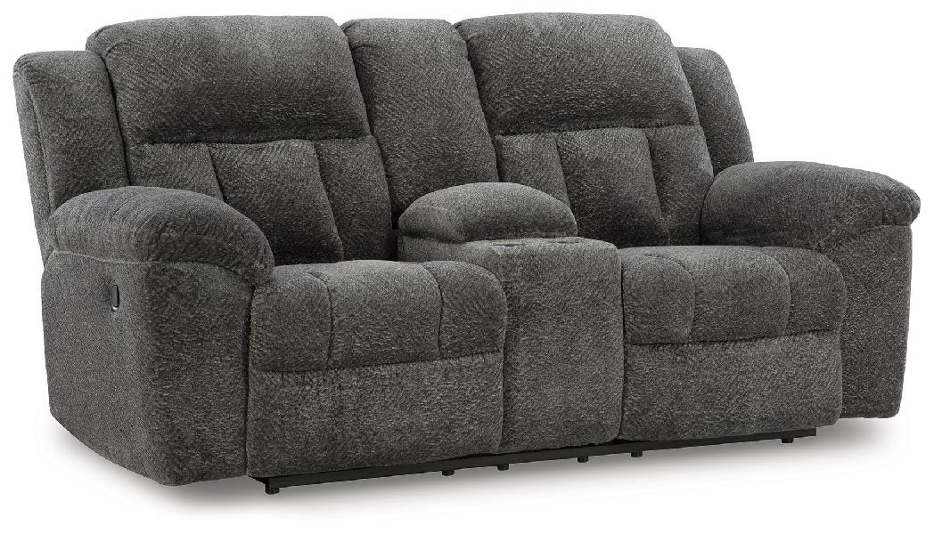 Image of Frohn - Dbl Reclining Loveseat with Console - Graphite