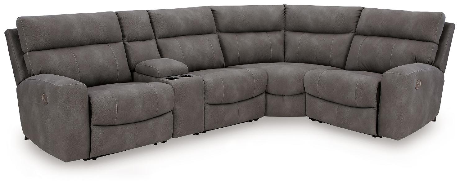 Image of Next-Gen Durapella - 5-Piece Power Reclining Sectional With Console - Slate