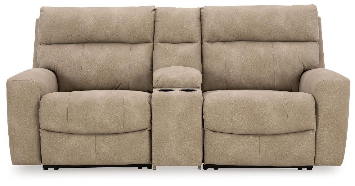 Image of Next-Gen Durapella - 3-Piece Power Reclining Sectional Loveseat With Console - Sand