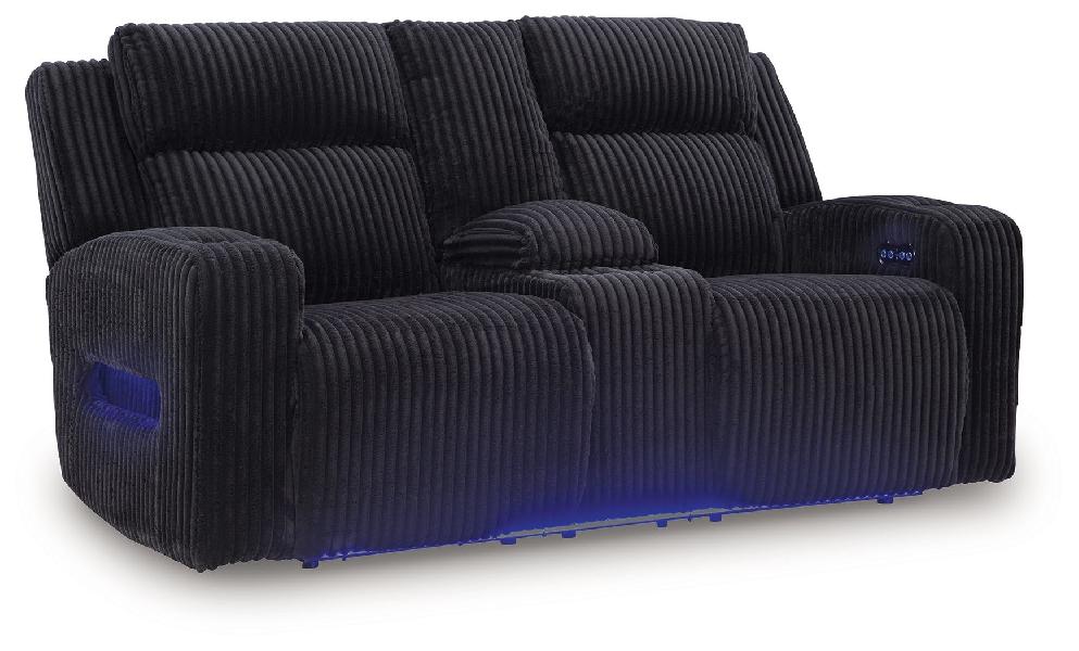 Image of Forest Lake - Power Reclining Loveseat With Console / Adj Headrest - Black