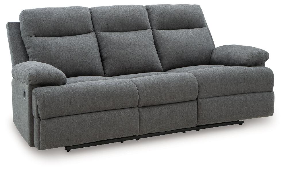 Image of Side-Swipe - Reclining Sofa With Drop Down Table - Charcoal